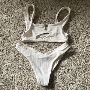 Frankies Bikinis ribbed white Cole top + Austin bottom